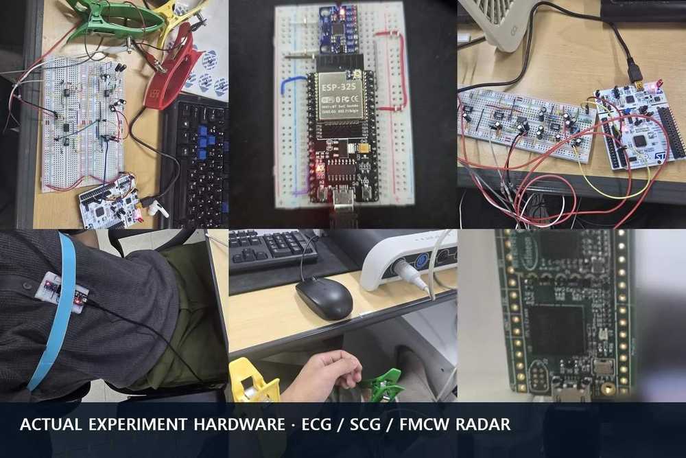 ECG, SCG, FMCW Radar 실제 실험 하드웨어와 센서 구성
