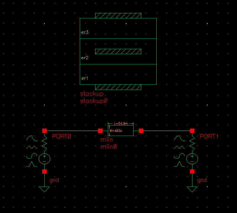 Cadence microstrip-line schematic